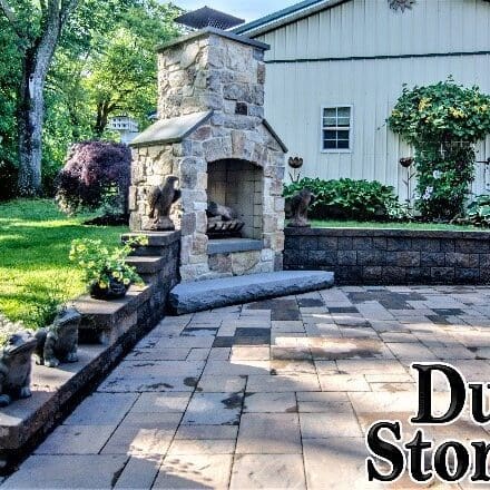 stone outdoor fireplace